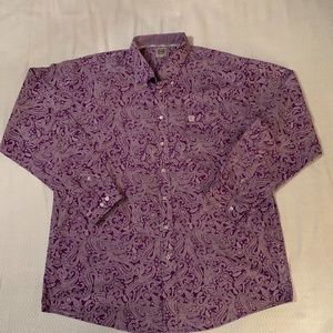 CINCH Men's Purple Paisley Print Long Sleeve